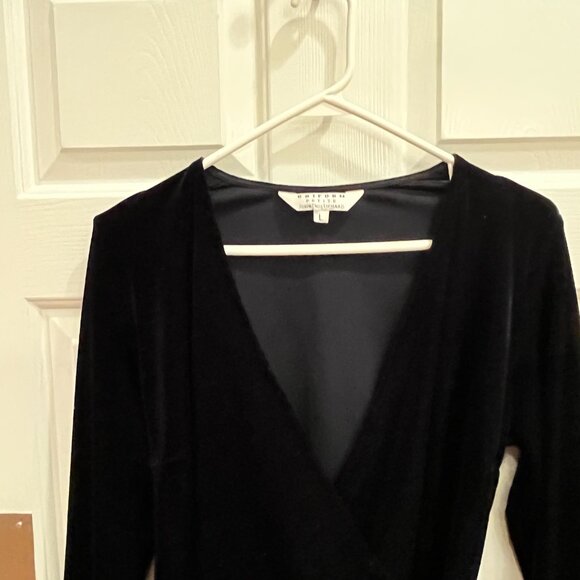 Uniform Petite John Paul Richard Long Sleeve Black Velvet Wrap Blouse PL ~ NWT - Picture 4 of 10